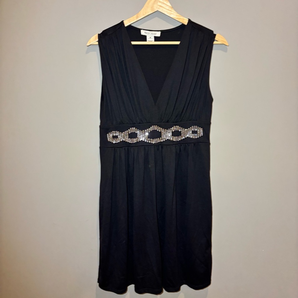 White House Black Market Black Sleeveless Dress with Silver Embellishments